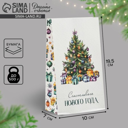 A package without the handles of "Happy New Year", Christmas tree 10 x 19.5 x 7 cm, New Year