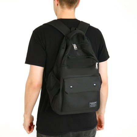 Youth backpack on lightning, 2 departments, 4 pockets, black color-5