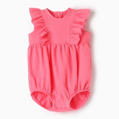 Body with ruffles crumb I am "Muslin", height 62-68 cm, pink color