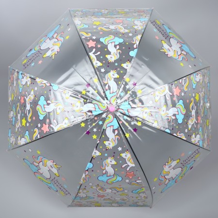 Umbrella - semi -automatic cane "unicorns", 8 spokes, r = 43 cm, color mix-7