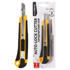 Chancellery knife 9mm, plastic, latch, 2 pieces of blades, TOP