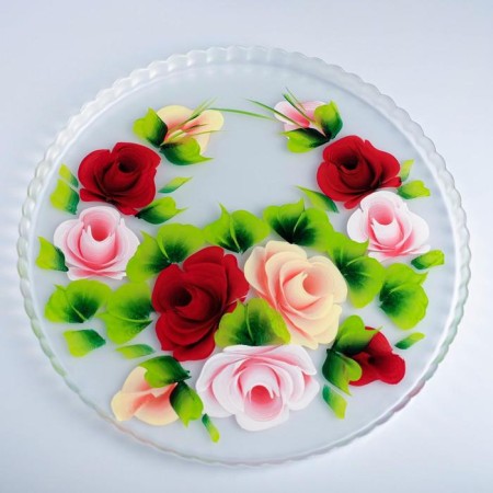 Set for juice with a tray "Zhostovo" Art painting, 6 glasses 1250/200 ml, white ma-1