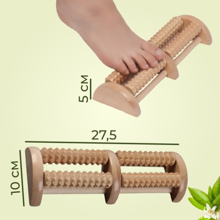 Massage "Drums", 4 rollers with spikes, wooden, 26 × 10 × 5 cm-2
