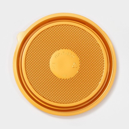 Container-bottom plastic disposable pr-T-85D, round, d = 11 cm, golden color, 10 pcs/units-5