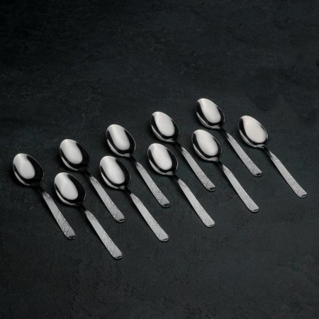 Dessert spoon "Flowers", h = 14.5 cm, thickness 1.5 mm, silver color-3