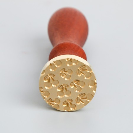 Printing for wax with a wooden handle "Cherry" 9x2.5x2.5 cm-1