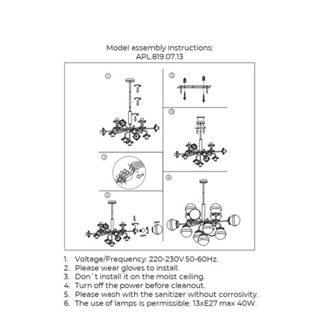 Ceiling chandelier NIKA E27 520W-9