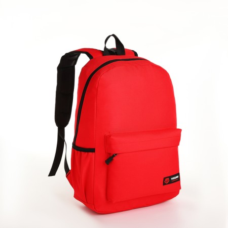School backpack on a zipper, 4 pockets, red color-2