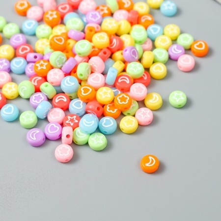 A set of beads for creativity plastic "Hearts and stars" Color 20 g 0.4x0.7x0.7 cm-2
