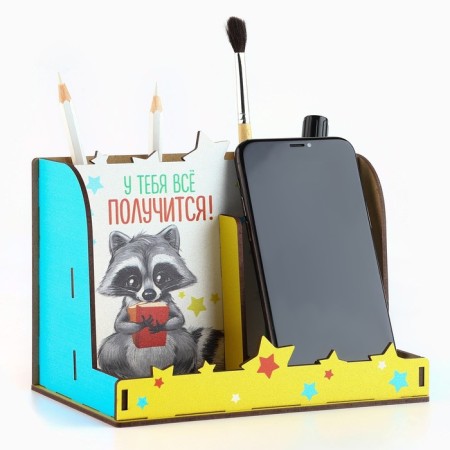 Organizer for the office, with a place for the phone "Raccoon"-3