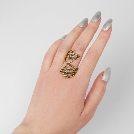 Ring "Right" Skull on the bones, the color of black gold, dimensionless-2
