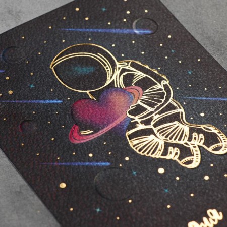 A card on watercolor cardboard "You are more for me than space", 10 x 15 cm-3