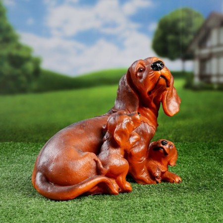 Garden figure "Dachshund with puppies" 19x24x32cm-1