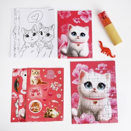 Gift set for a girl with a backpack "Fluffy cat"-2