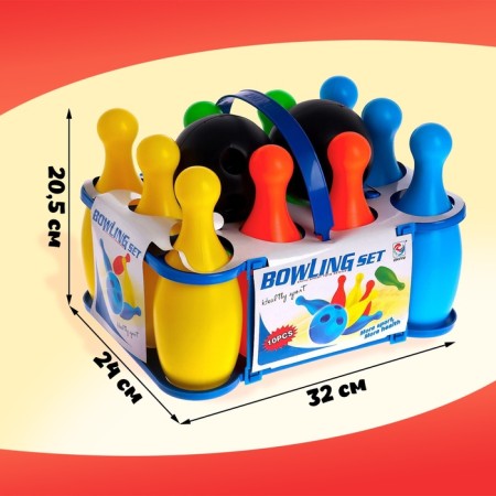 Set Bowling: 10 kegly + 2 balls, mix-6