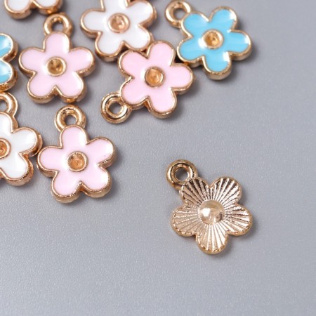 Decor for creativity metal, enamel "Flower with a golden middle" mix 1.3x1 cm-2
