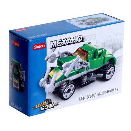 Конструктор инерционный Механо «Тачки», 48 деталей цвет зелёный-1