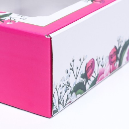 Self -charged box, with a window, "spring peonies", 19 x 19 x 9 cm set 5 pcs-3