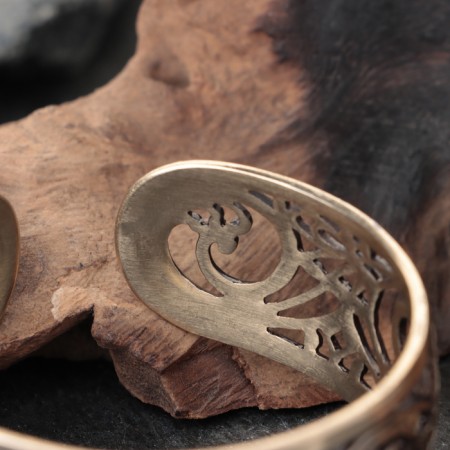 Bracelet with a carved "Tree of life", wide, brass-2