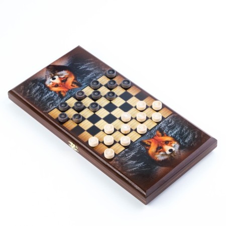 Wooden backgammon "Fox" with checkers 40 x 40 cm, board game-2
