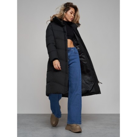 Coat insulated winter female, size 50, black color-12