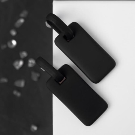 Earrings metal "rectangle" plate, black color-1