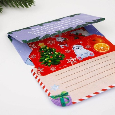 New Year. Letter to Santa Claus postcard with stickers "Magic Winter"-3