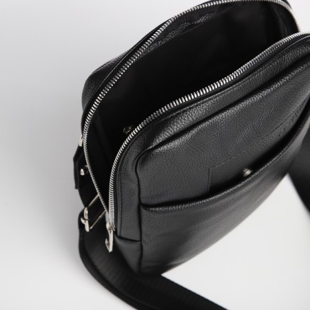 Male bag over the shoulder, Textura, artificial leather, black color-6