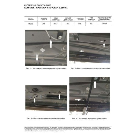 Thresholds for the car "BMW-Style Circle" Rival for Mazda CX-9 II 2016, 193 cm, 2 pcs., Aluminum, D193al.3803.2-5