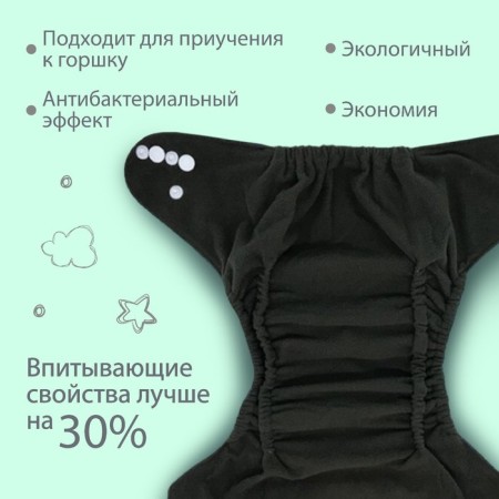 Panties-scammer, reusable, carbon-bamboo fabric, blue color, from 0-36 months.-1