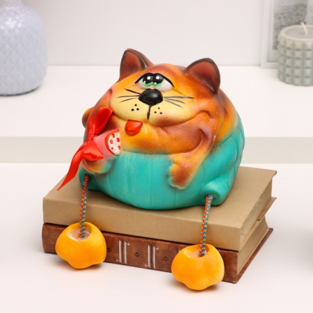 Piggy bank "Red cat with sausage" 17cm-7