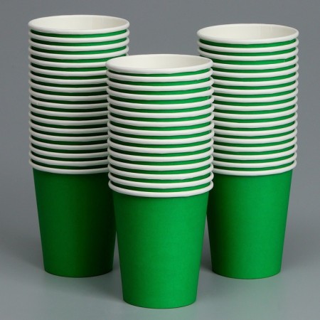 A one -time paper glass, plain, green color, 250 ml, 50 pcs 1-3