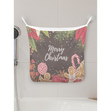 Organizer in a bath on suction cups "New Year's sweets", for storing toys and trifles, size 33x39 cm