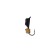 Mormyshka column black, white stripes + gold cube, weight 1 g
