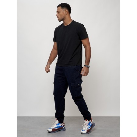 Cargo jeans men, size 46-48, dark blue color-1