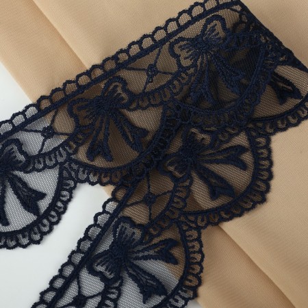 Lace on a grid, 55 mm × 11 ± 1 m, dark blue color-1
