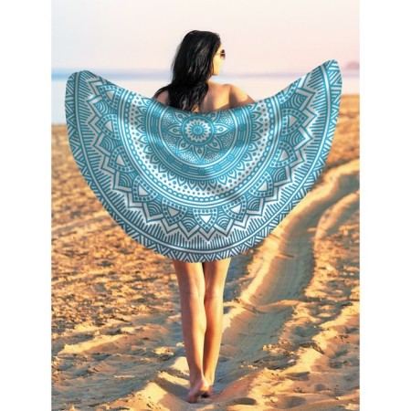 Pareo and beach rug "Blue Mandala", d = 150 cm