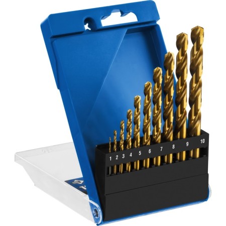 Set of drill on metal bison, P6M5, cylinder. Saar, 1-10 mm, 10 pcs, titanium coating
