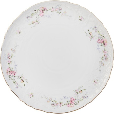A plate for a cake on the leg Bernadotte, decor "Wild rose, gold layer", 32 cm-1