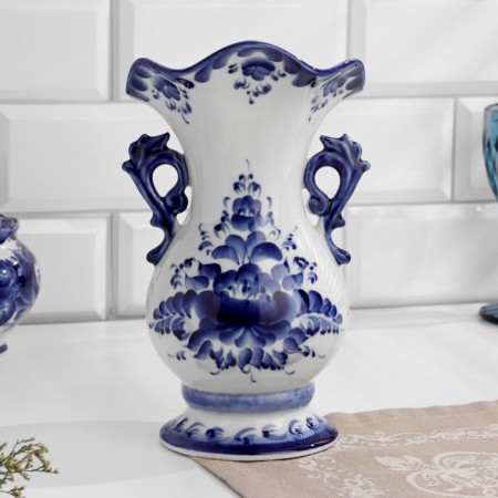 Vase "Chrysanthemum", 12.5 × 23.5 cm, Gzhel-2