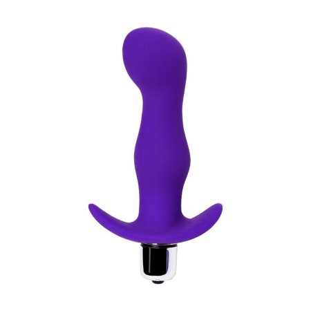 Anal plug Toyfa A-Toys with vibration, moisture resistant, silicone, purple color, 12.9 cm, d = 3-2