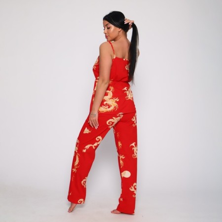 Female set (top/pants), red color, size 52-1