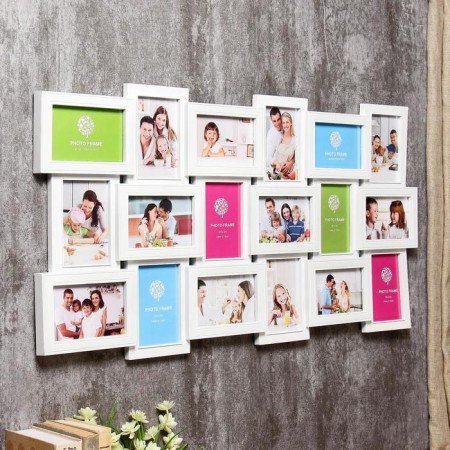 Photo frame plastic in 18 photos 10x15 cm "Genealogical tree" white 46x89.5 cm-1