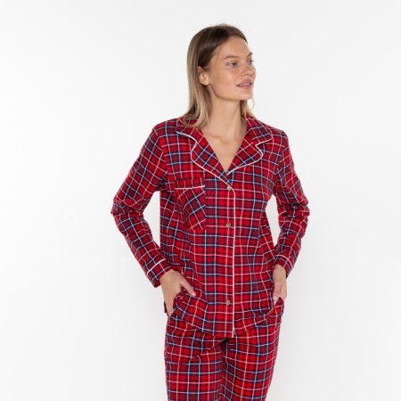Homemade female set (fufaika/trousers), red color, size 52-2