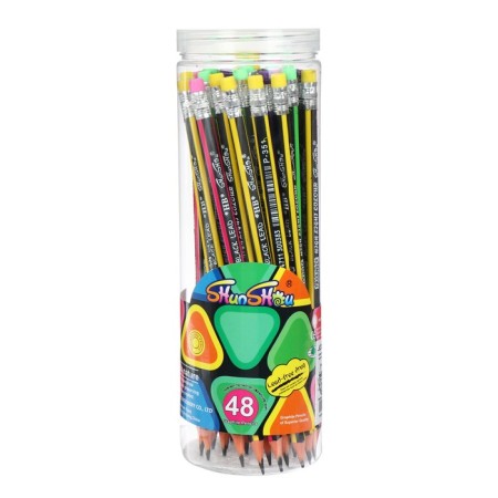 Chernographic pencil with the eraser "strips" hardness of HB, triangular, sharpened, in a tube, mix-8