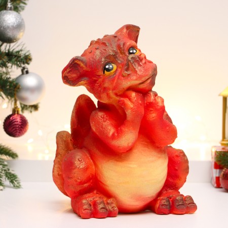 Piggy bank "Dragon Ushastik" 26x20cm, red with gold