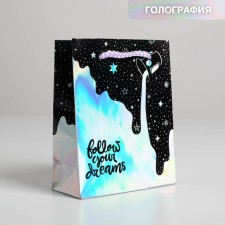 Gift holographic package, packaging, Follow Your Dreams, 12 x 15 x 5.5 cm