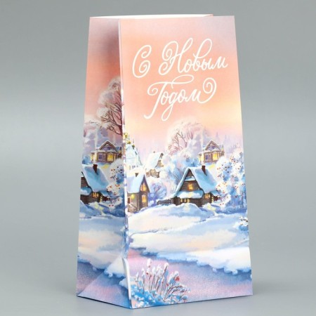 Package without handles "Happy New Year", village 10 x 19.5 x 7 cm, new year-3