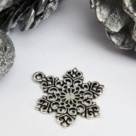 Decor for creativity Metal "Snowflake openwork" silver 2.2x1.7 cm-1