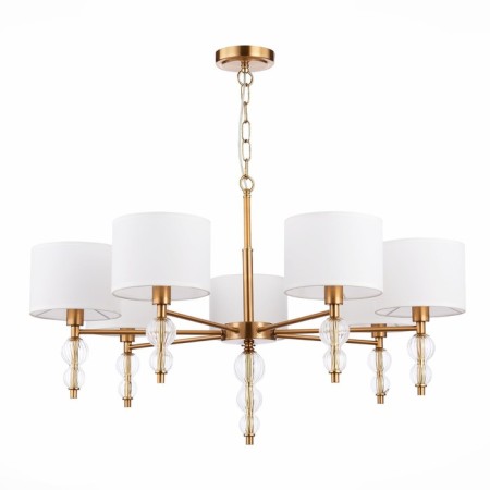 Suspended EVOLUCE lamp. Sle105713-07. Ramer. 7x40 watts, E14, 79x79x45 cm, brass color, transparent-3